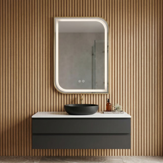 REA Zrkadlo LED ZONE 70X50 BRUSH GOLD HOM-00303