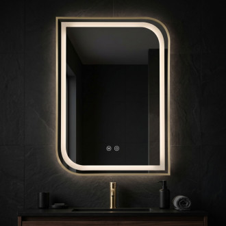 REA Zrkadlo LED ZONE 70X50 BRUSH GOLD HOM-00303
