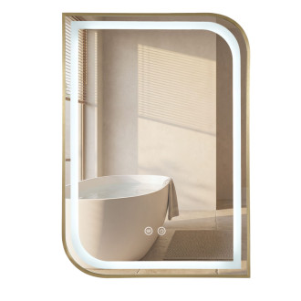 REA Zrkadlo LED ZONE 80X60 GOLD BRUSH HOM-00209