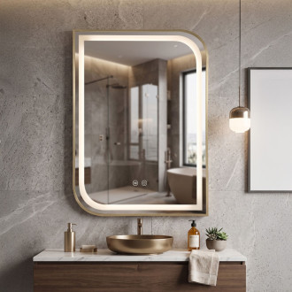 REA Zrkadlo LED ZONE 80X60 GOLD BRUSH HOM-00209