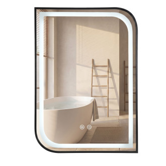 REA Zrkadlo LED ZONE 70X50 BLACK HOM-00302
