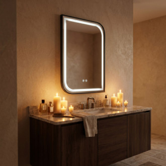 REA Zrkadlo LED ZONE 70X50 BLACK HOM-00302