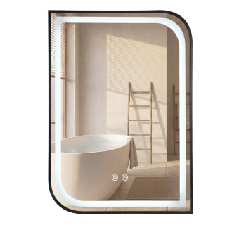 REA Zrkadlo LED ZONE 80X60 BLACK HOM-00208