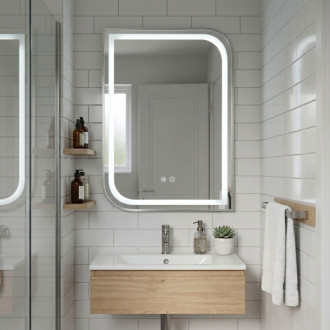 REA Zrkadlo LED ZONE 80x60 BRUSH NICKEL HOM-00301