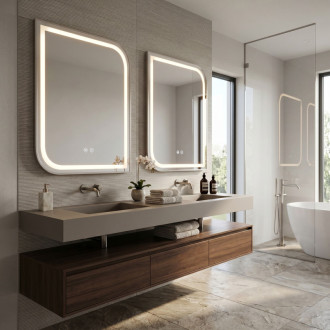 REA Zrkadlo LED ZONE 80x60 BRUSH NICKEL HOM-00301