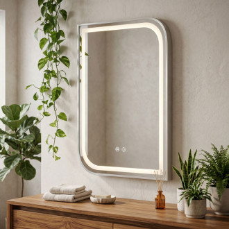 REA Zrkadlo LED ZONE 80x60 BRUSH NICKEL HOM-00301