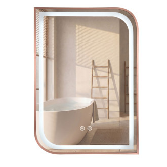 REA Zrkadlo LED ZONE 70x50 BRUSH ROSE GOLD HOM-00304