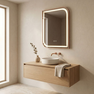 REA Zrkadlo LED ZONE 70x50 BRUSH ROSE GOLD HOM-00304