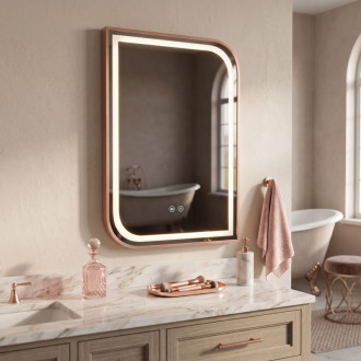 REA Zrkadlo LED ZONE 70x50 BRUSH ROSE GOLD HOM-00304
