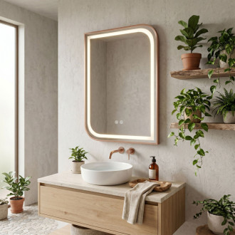 REA Zrkadlo LED ZONE 70x50 BRUSH ROSE GOLD HOM-00304