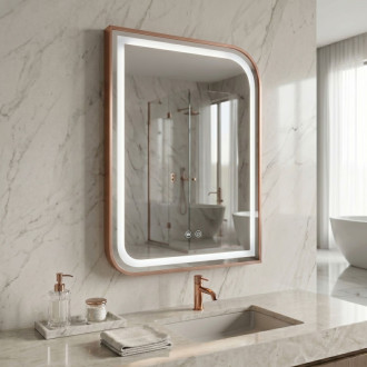 REA Zrkadlo LED ZONE 70x50 BRUSH ROSE GOLD HOM-00304