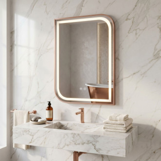 REA Zrkadlo LED ZONE 80x60 BRUSH ROSE GOLD HOM-00300