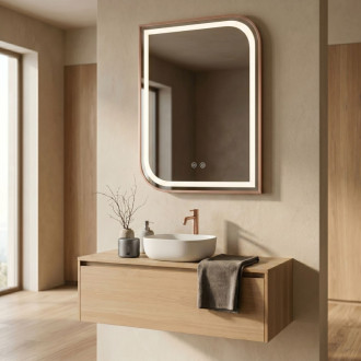REA Zrkadlo LED ZONE 80x60 BRUSH ROSE GOLD HOM-00300