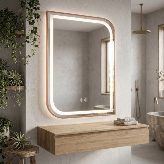 REA Zrkadlo LED ZONE 80x60 BRUSH ROSE GOLD HOM-00300