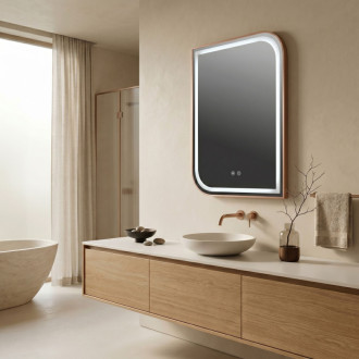 REA Zrkadlo LED ZONE 80x60 BRUSH ROSE GOLD HOM-00300