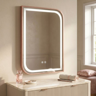 REA Zrkadlo LED ZONE 80x60 BRUSH ROSE GOLD HOM-00300