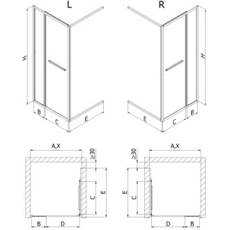 Posuvné sprchové dvere Mexen Linea 100 cm, priehľadné, čierne - 8E1-100-000-70-70