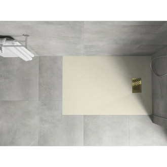 Obdĺžniková sprchová vanička Mexen Hugo SMC 120 x 90 cm, béžová, zlatý kryt - 42699012-G