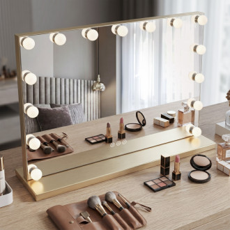 REA Zrkadlo LED HOLLYWOOD L.Gold 80x60 HOM-12015