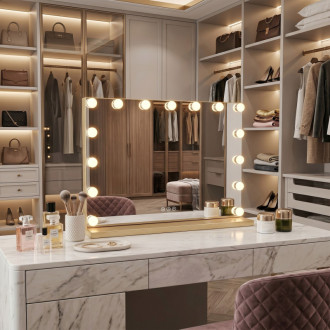 REA Zrkadlo LED HOLLYWOOD L.Gold HOM-12012