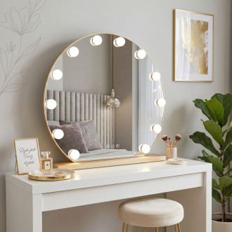 REA Zrkadlo LED HOLLYWOOD L. Gold 50 cm HOM-01803