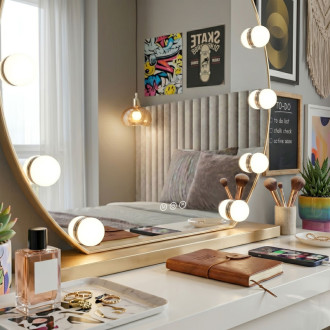 REA Zrkadlo LED HOLLYWOOD L. Gold 50 cm HOM-01803