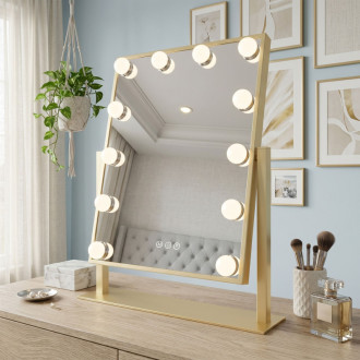 REA Zrkadlo LED HOLLYWOOD L.Gold 30x40 HOM-01804