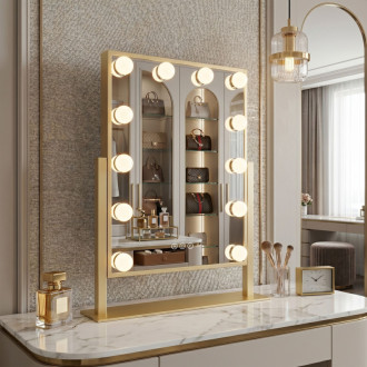 REA Zrkadlo LED HOLLYWOOD L.Gold 30x40 HOM-01804