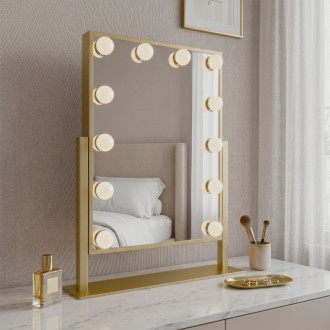 REA Zrkadlo LED HOLLYWOOD L.Gold 30x40 HOM-01804