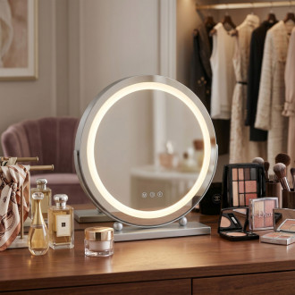 REA Zrkadlo LED MAKE-UP Chrome 40 cm HOM-01808