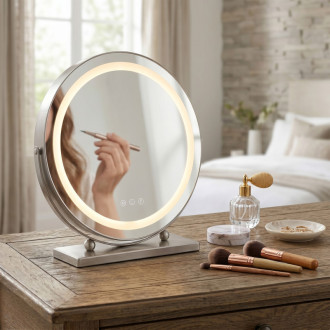 REA Zrkadlo LED MAKE-UP Chrome 40 cm HOM-01808