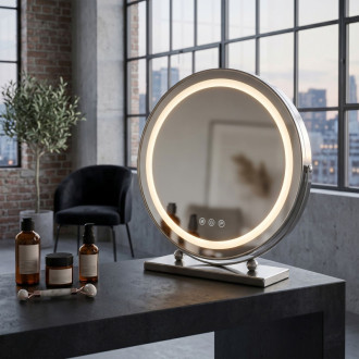 REA Zrkadlo LED MAKE-UP Chrome 40 cm HOM-01808