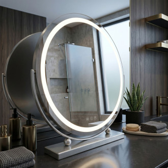 REA Zrkadlo LED MAKE-UP Chrome 50 cm HOM-10910