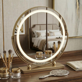 REA Zrkadlo LED MAKE-UP L.Gold 40 cm HOM-01809