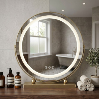 REA Zrkadlo LED MAKE-UP L.Gold 40 cm HOM-01809