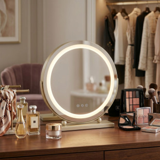 REA Zrkadlo LED MAKE-UP L.Gold 40 cm HOM-01809