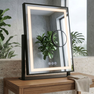 REA Zrkadlo LED LUMI Black 30x40cm HOM-01805