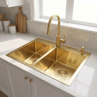 REA Oceľový drez Toby BRUSH GOLD ZLE-06415