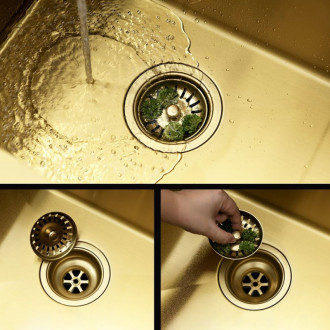 REA Oceľový drez Toby BRUSH GOLD ZLE-06415