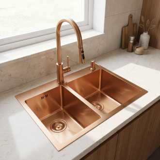 REA Oceľový drez Toby BRUSH COPPER ZLE-06416