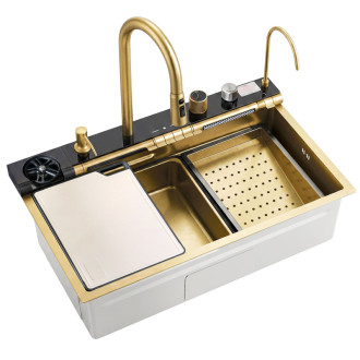 REA Multifunkčný oceľový drez 10 v 1 REA Alonzo Brush Gold ZLE-06419