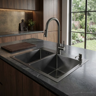 REA Oceľový drez Toby Black ZLE-06414