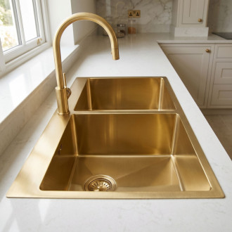 REA Oceľový drez Joel BRUSH GOLD ZLE-06411