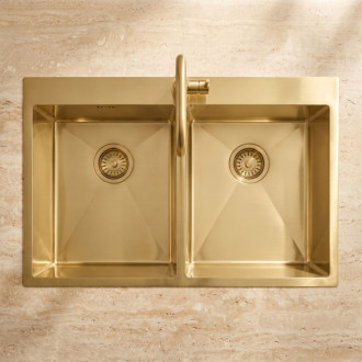 REA Oceľový drez Joel BRUSH GOLD ZLE-06411