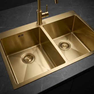 REA Oceľový drez Joel BRUSH GOLD ZLE-06411
