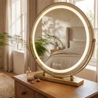 REA Zrkadlo LED MAKE-UP L.Gold 50 cm HOM-01810