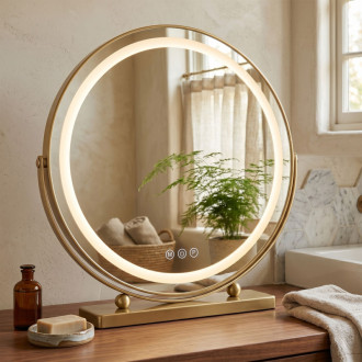 REA Zrkadlo LED MAKE-UP L.Gold 50 cm HOM-01810