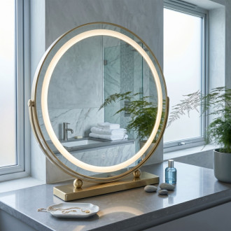 REA Zrkadlo LED MAKE-UP L.Gold 50 cm HOM-01810