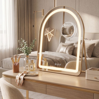 REA Zrkadlo LED GLAM L.Gold 40x45cm HOM-01807