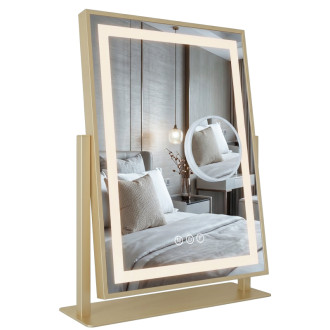 REA Zrkadlo LED LUMI L.Gold 30x40cm HOM-01802